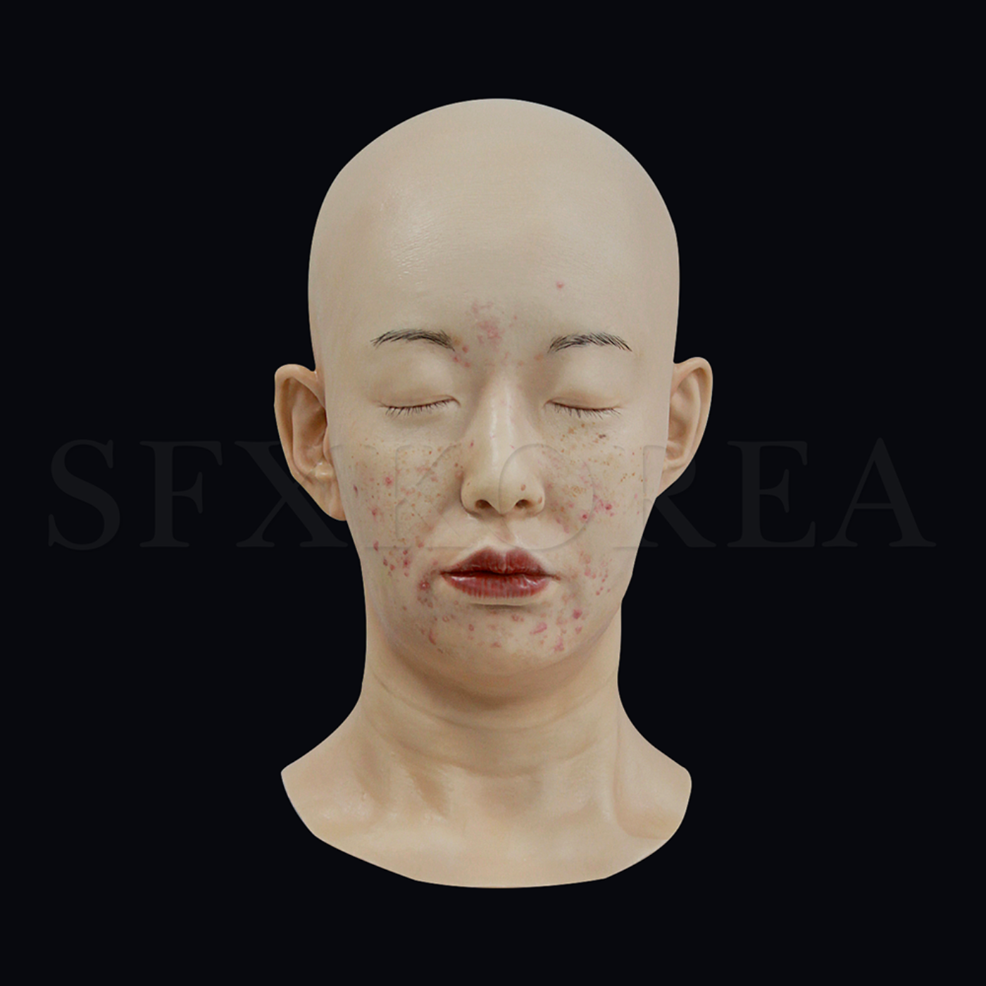 실리콘 머리모형 - 여성6(피부질환:여드름이 표현된 실리콘 얼굴모형)