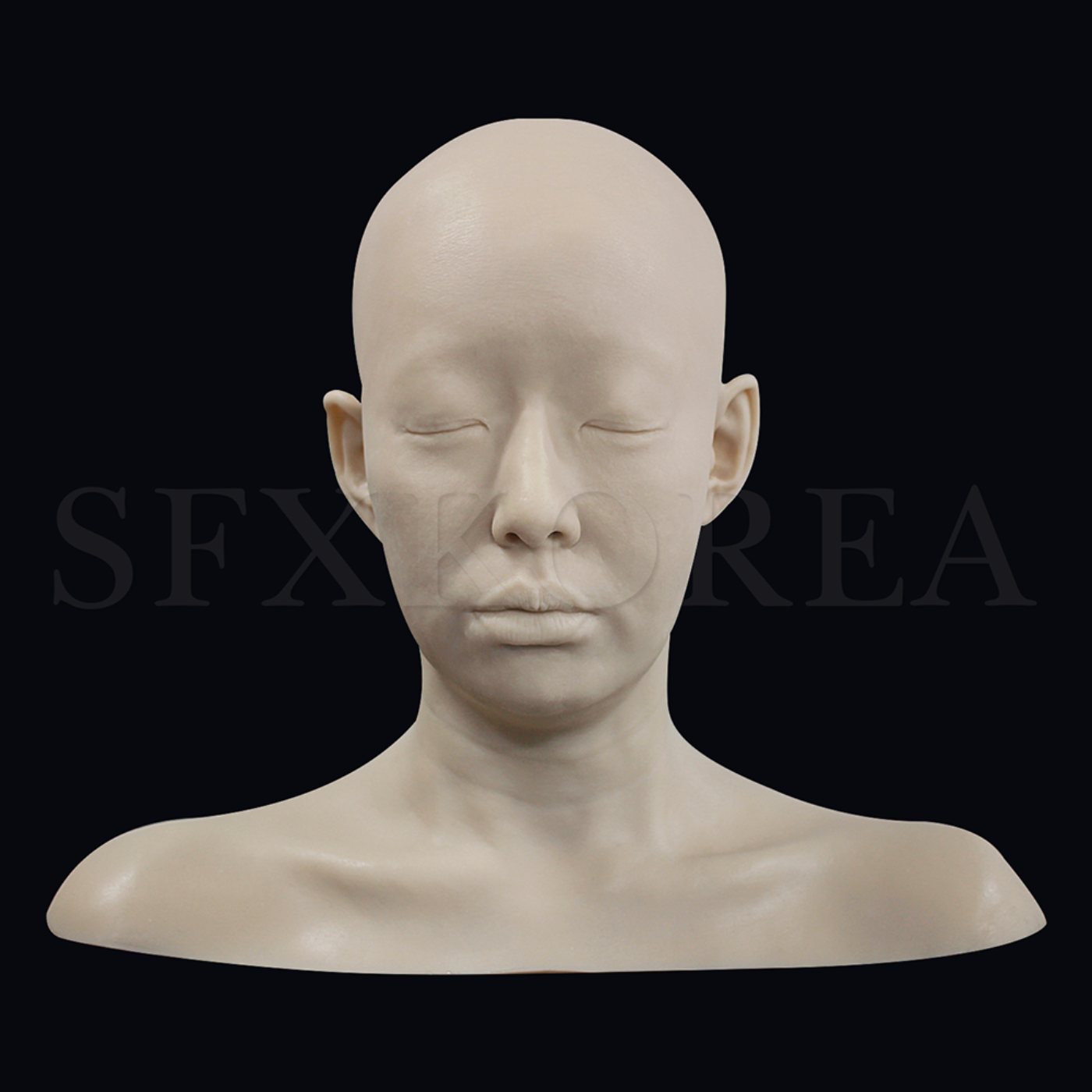 실리콘 머리모형 - 여성7(쇄골과 어깨가 표현된 실리콘 흉상모형)